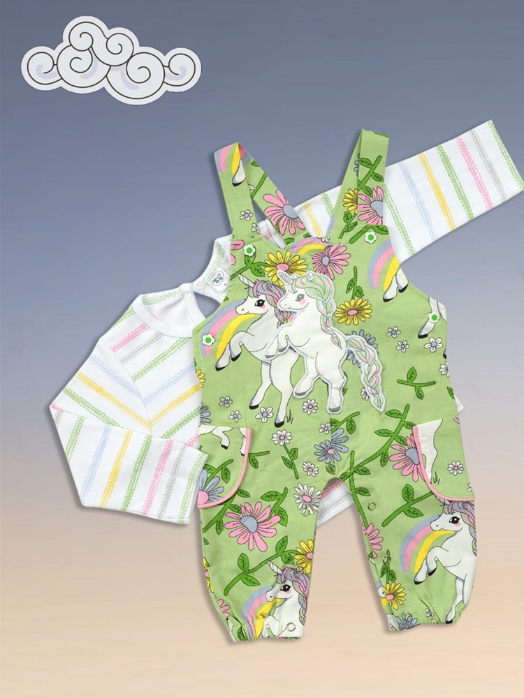 Baby Full Sleeve Top and Dungaree Romper Set