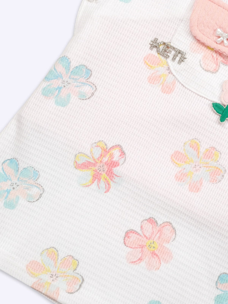 KETI MINI Baby Girls Cotton Dungaree and Top Set