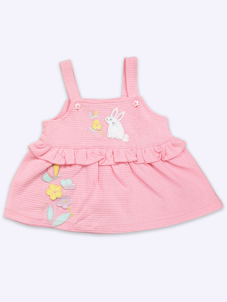 Infant Floral Printed Top with Dungaree with Panty