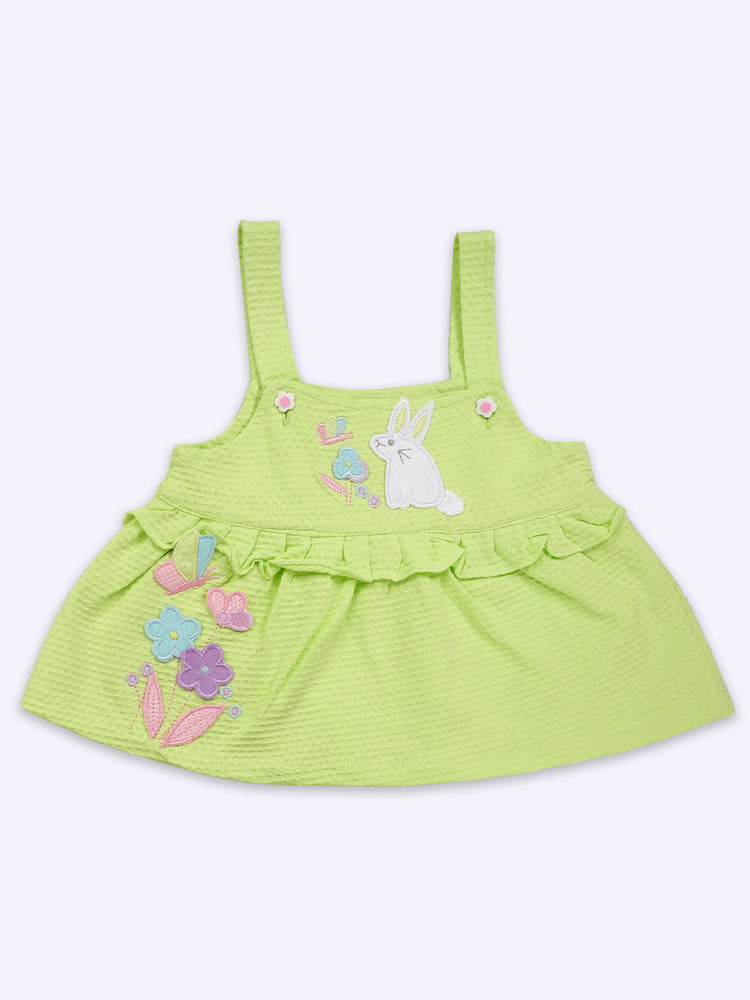 Infant Floral Printed Top with Dungaree with Panty