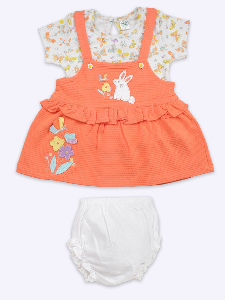 Infant Floral Printed Top with Dungaree with Panty