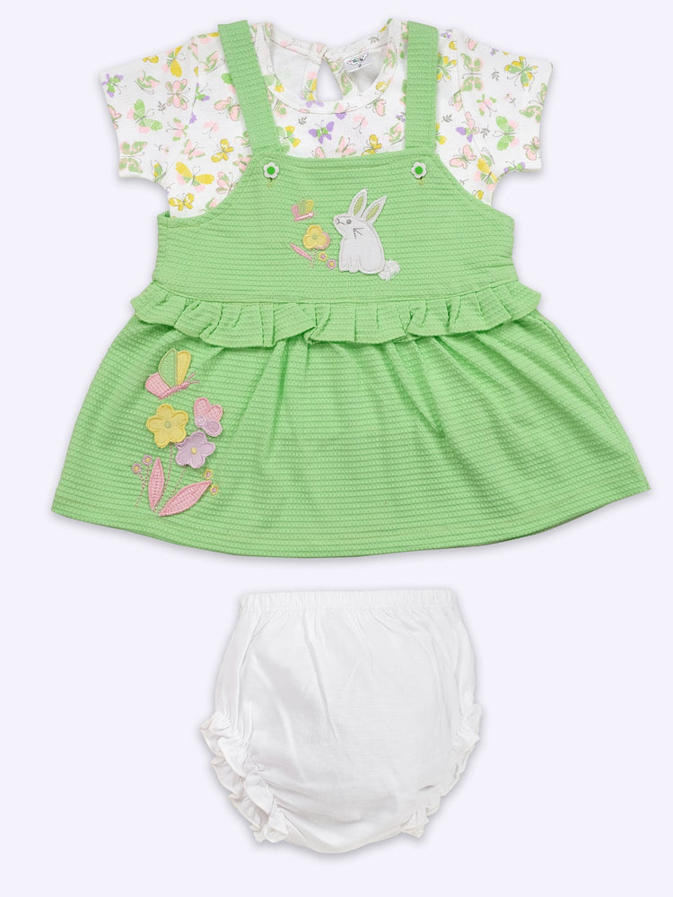 Infant Floral Printed Top with Dungaree with Panty