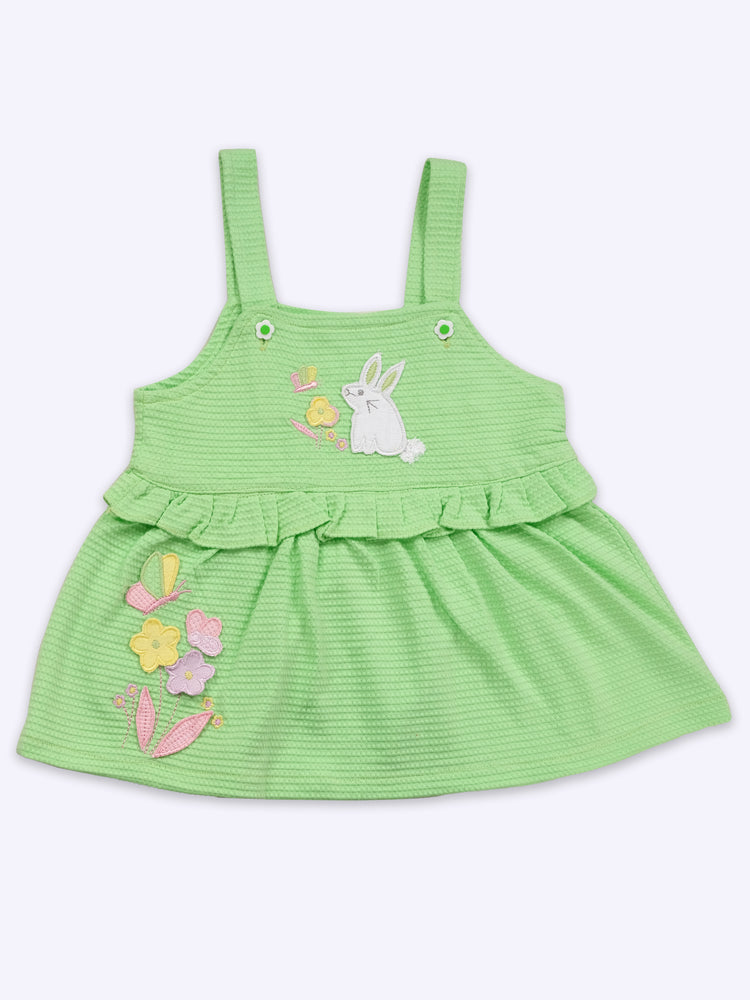 Infant Floral Printed Top with Dungaree with Panty