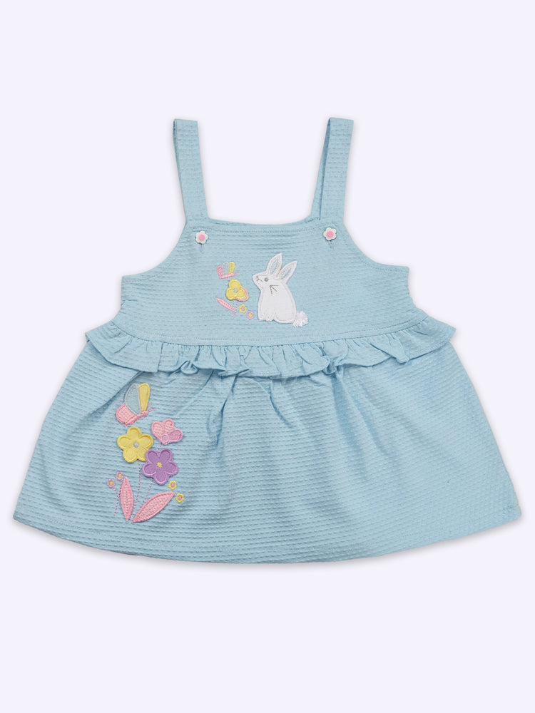 Infant Floral Printed Top with Dungaree with Panty