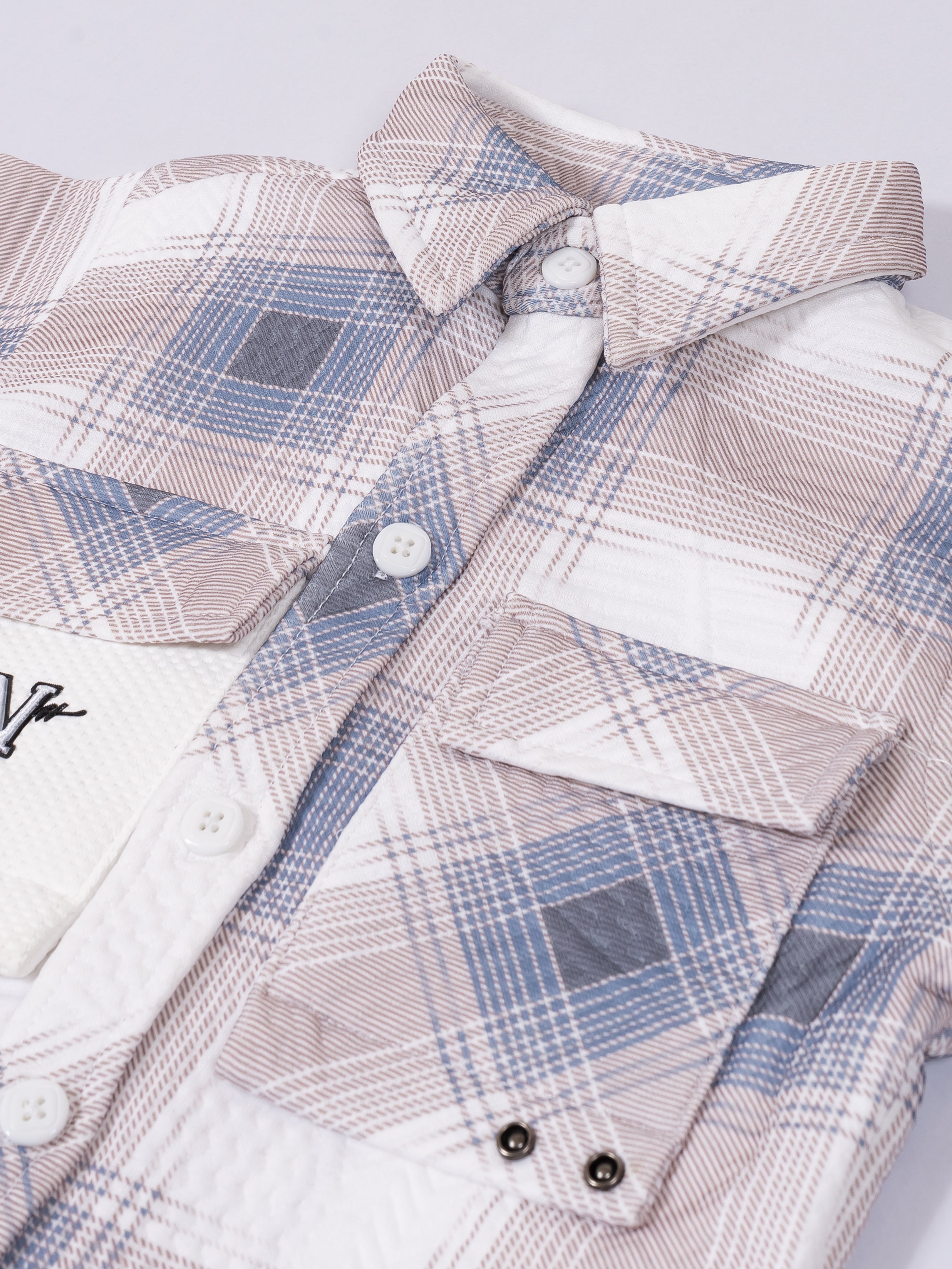 Boys Check Shirt with Printed T-Shirt & Cargo Pants Set