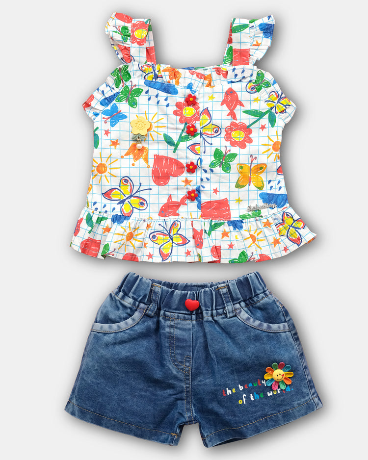BABY'S DAY Sleeveless Tops and Denim Shorts