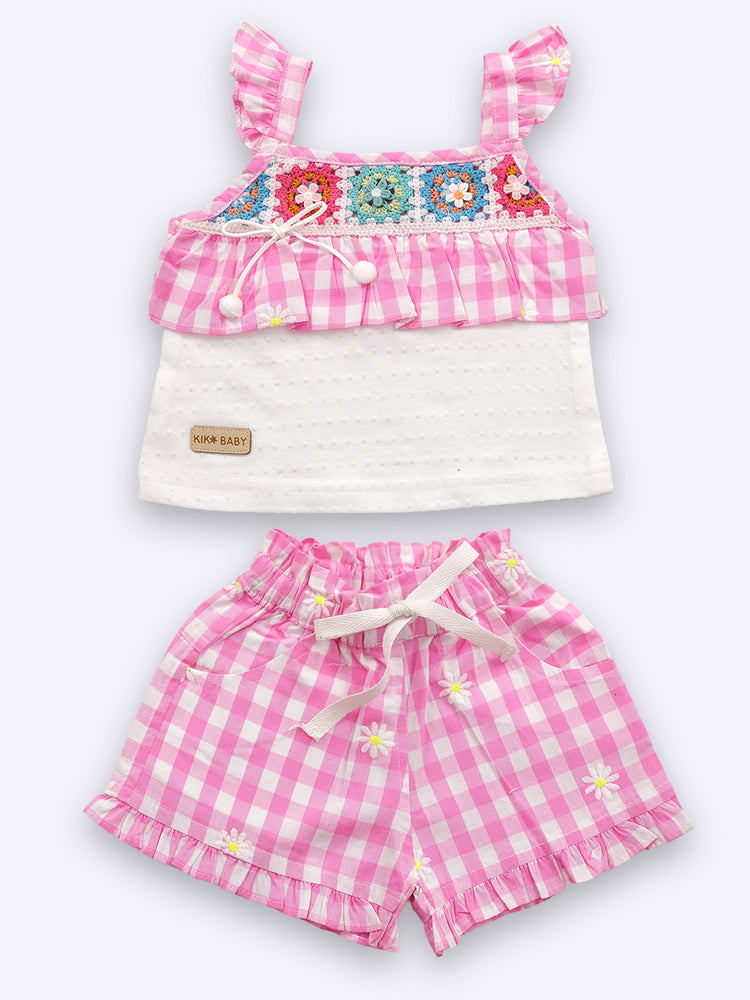 KIKO Pure Cotton Top with Printed Shorts
