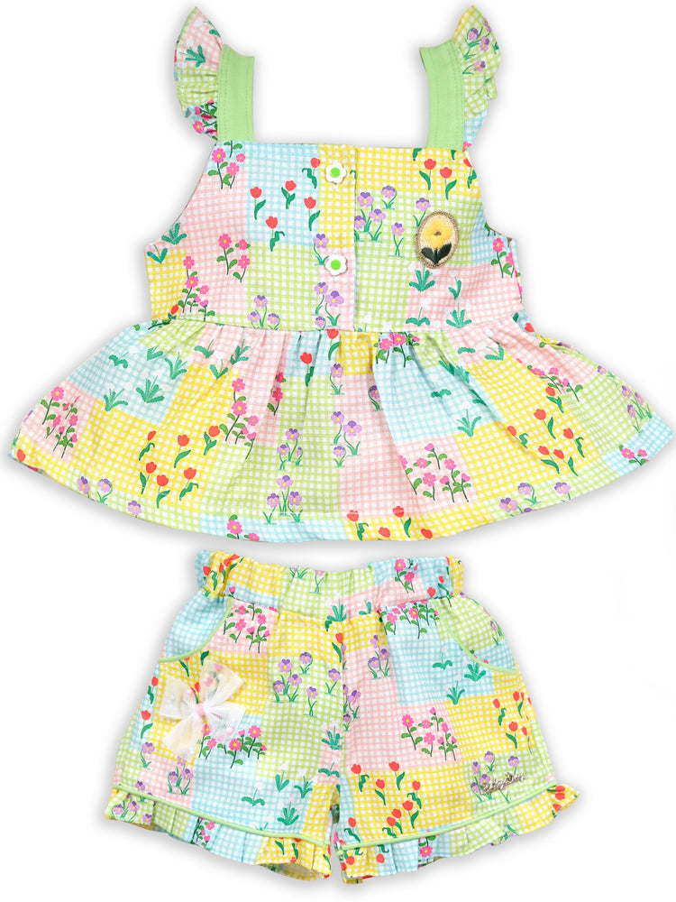 Baby's Day Shoulder Straps Printed Top & Shorts