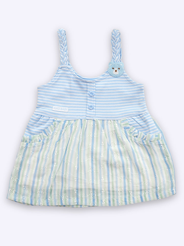 KIKO Pure Cotton Round Neck Fit & Flare Dress