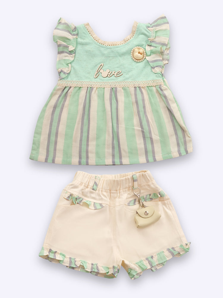 KIKO Baby Girls Printed Top with Shorts