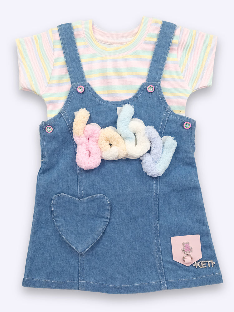 KETIMINI Dungaree For Baby Girls Striped Cotton Blend