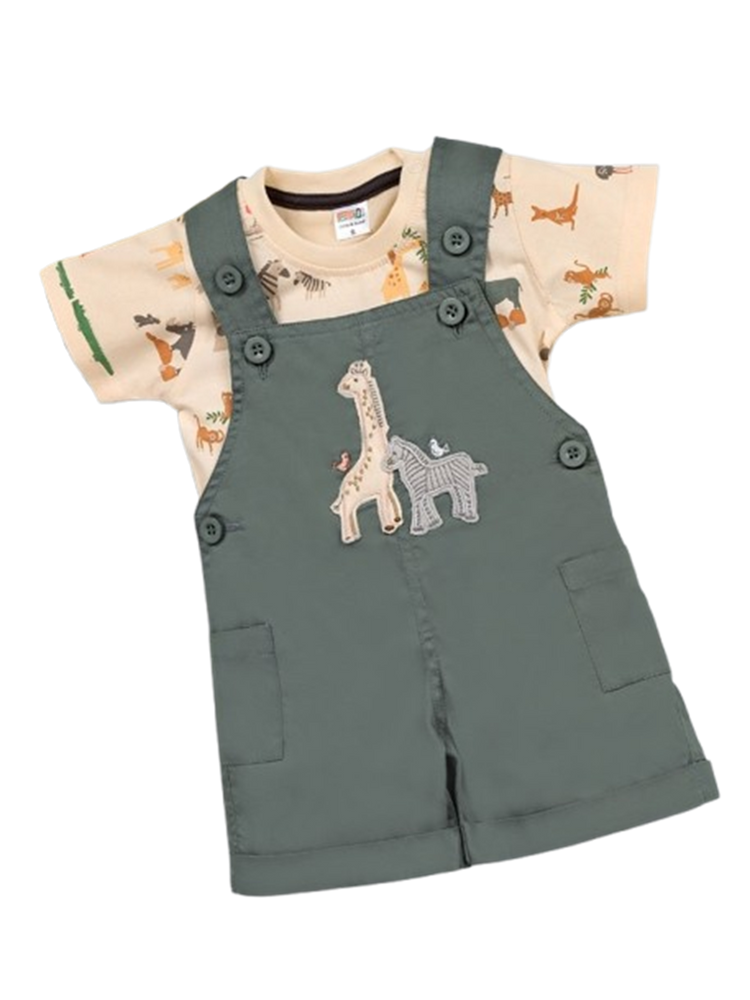 Pompidou Full Sleeves Dungree For Baby Boys