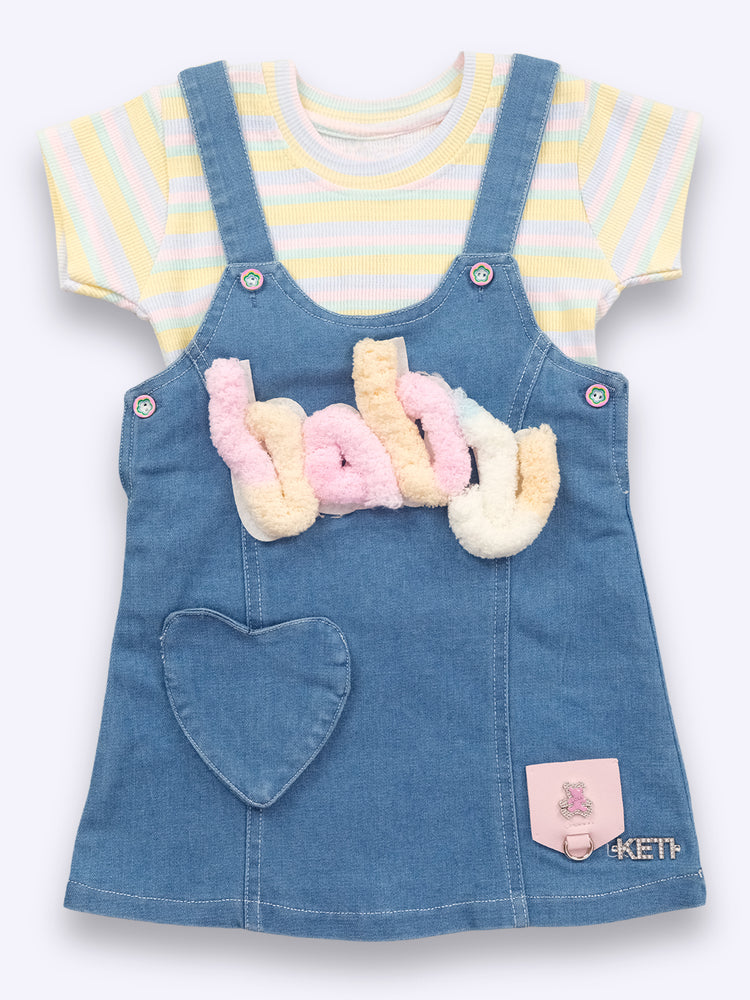 KETIMINI Dungaree For Baby Girls Striped Cotton Blend
