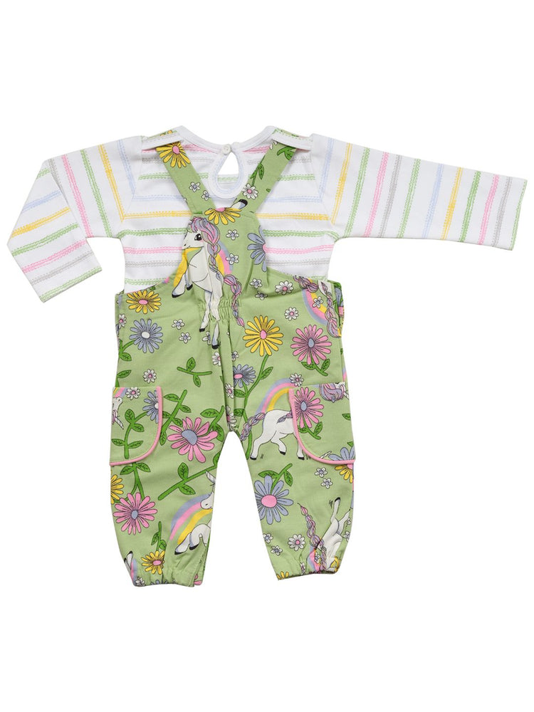 Baby Full Sleeve Top and Dungaree Romper Set