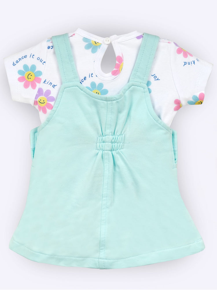 BABY'S DAY Printed Cotton Dungaree With T-Shirt