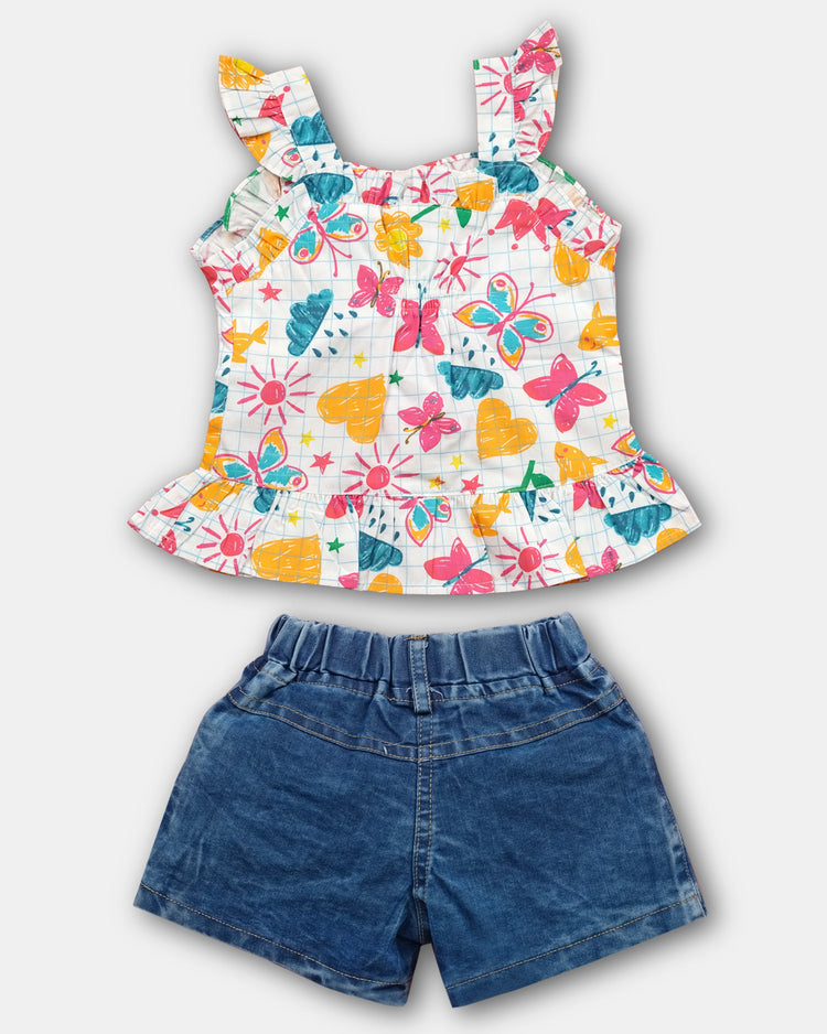 BABY'S DAY Sleeveless Tops and Denim Shorts