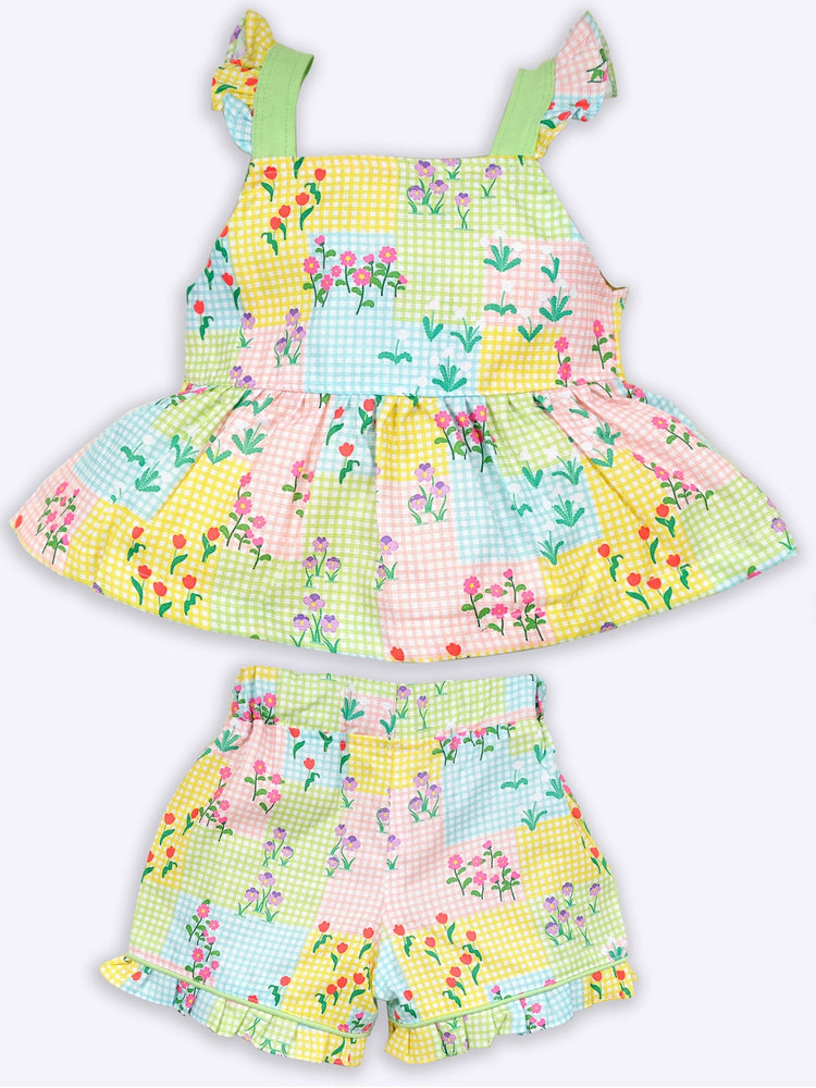 Baby's Day Shoulder Straps Printed Top & Shorts