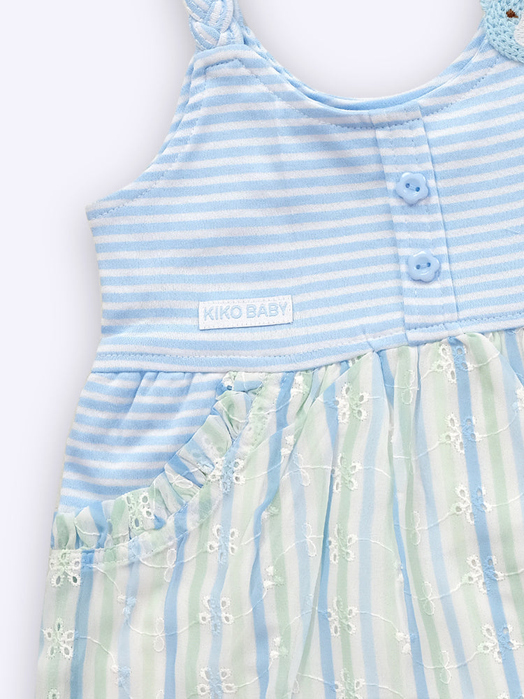 KIKO Pure Cotton Round Neck Fit & Flare Dress