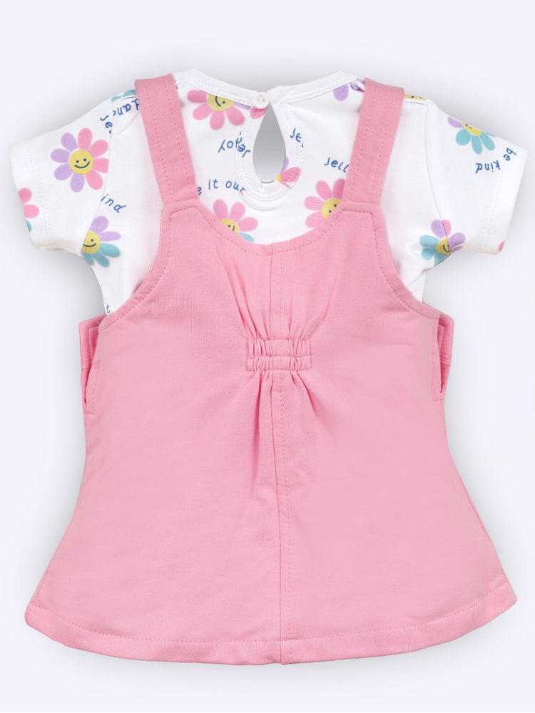BABY'S DAY Printed Cotton Dungaree With T-Shirt