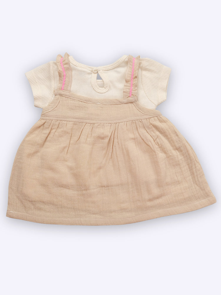 KIKO Embroidery Cotton Dungaree Set for baby