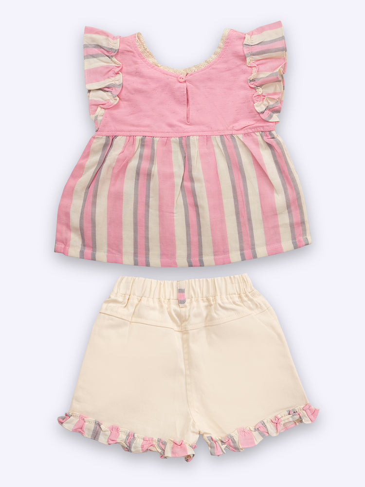 KIKO Baby Girls Printed Top with Shorts