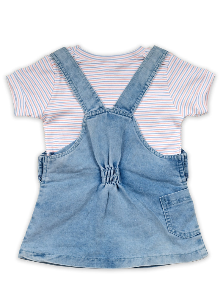 BABY'S DAY Denim Dungaree With T-Shirt With Panty