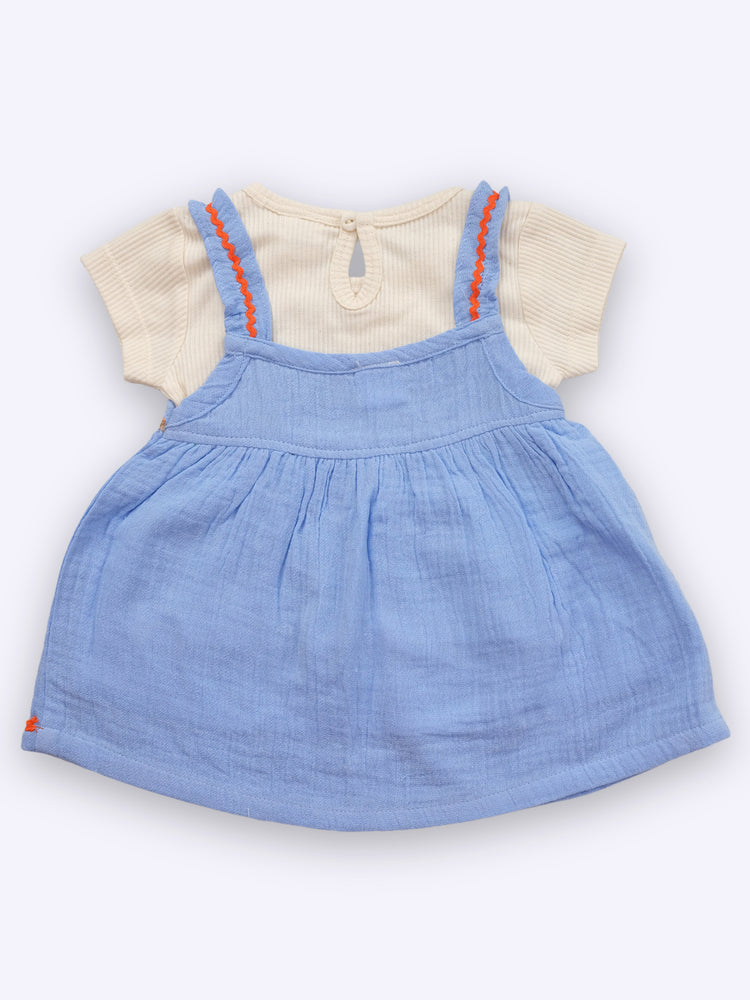 KIKO Embroidery Cotton Dungaree Set for baby