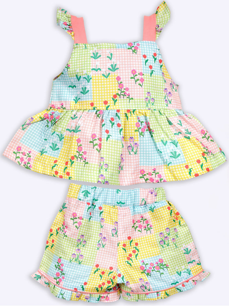Baby's Day Shoulder Straps Printed Top & Shorts