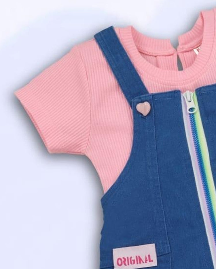 Keti Mini Denim A-line Dungaree with Basic Top