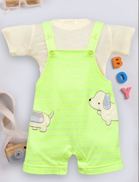 Pompidou Printed half Sleeves Dungree For Baby Boys