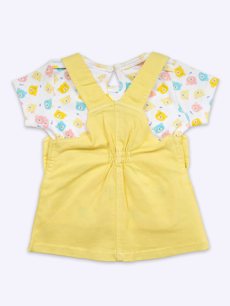 Infant Girls Cotton Dungaree With Half Sleeve Top