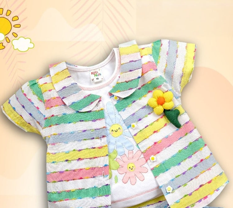 Keti Mini Girls Pure Cotton Collar Shirt With Short