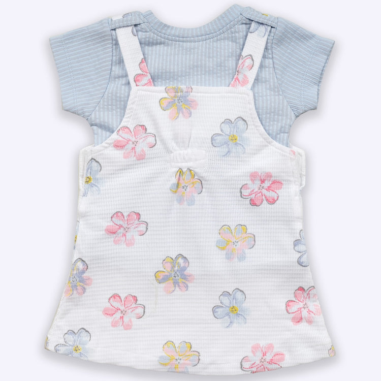KETI MINI Baby Girls Cotton Dungaree and Top Set