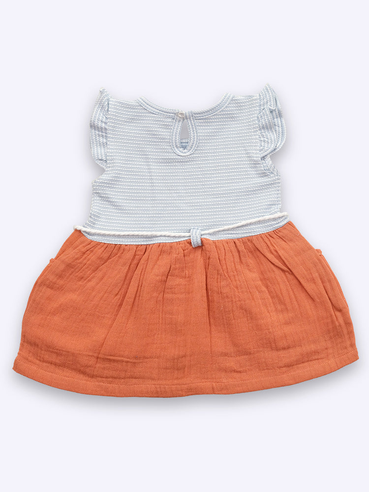 KIKO Infant Girls Striped Applique Fit & Flare Dress