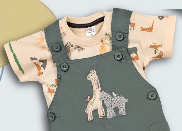 Pompidou Full Sleeves Dungree For Baby Boys
