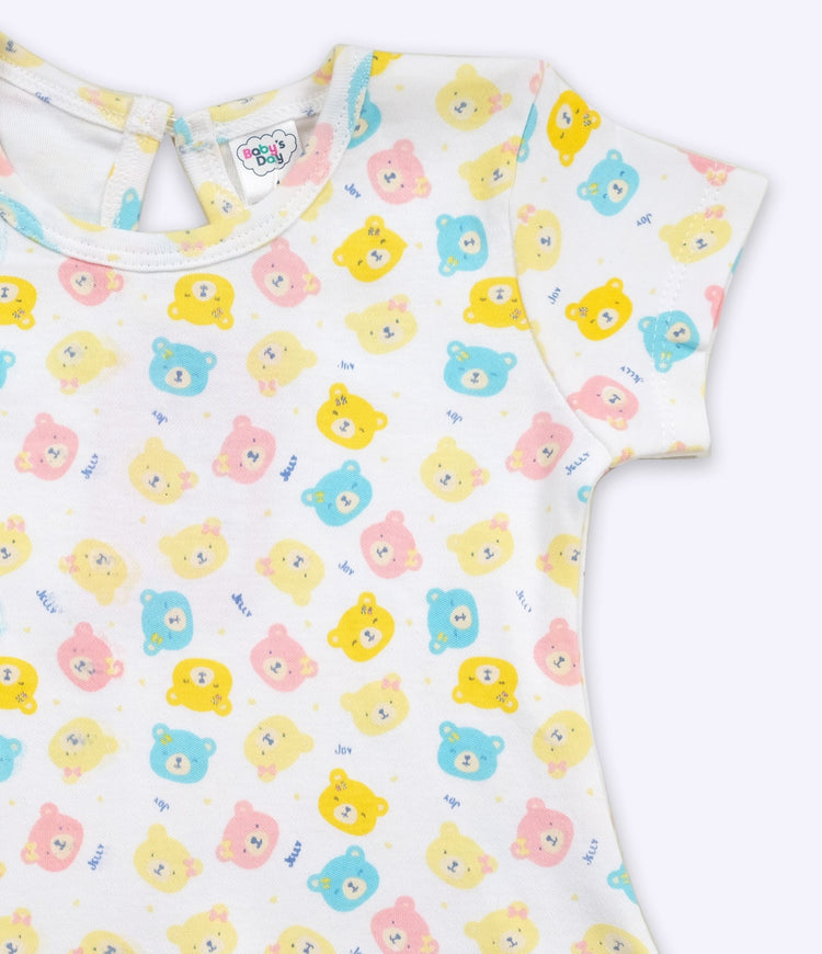 Infant Girls Cotton Dungaree With Half Sleeve Top
