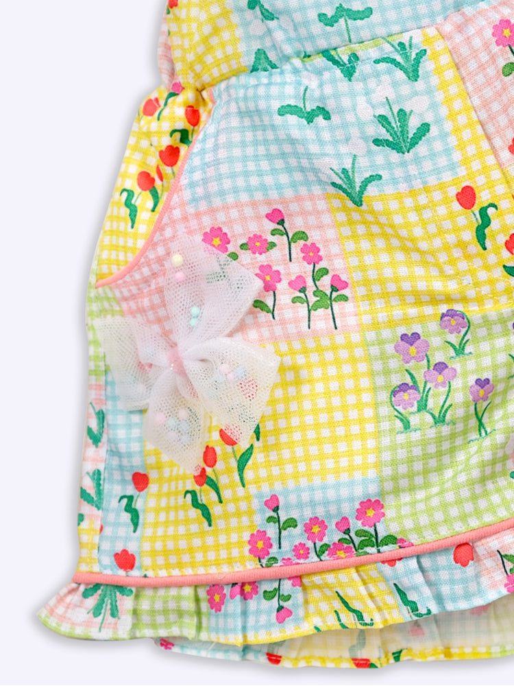 Baby's Day Shoulder Straps Printed Top & Shorts