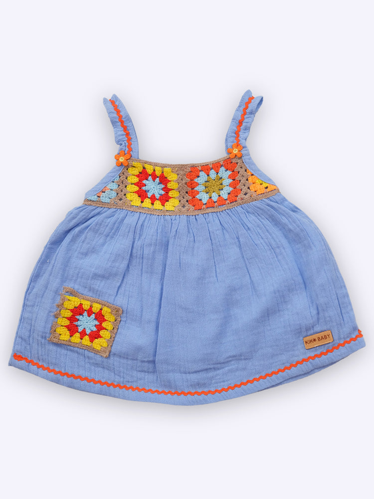 KIKO Embroidery Cotton Dungaree Set for baby