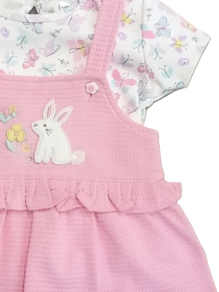 Infant Floral Printed Top with Dungaree with Panty