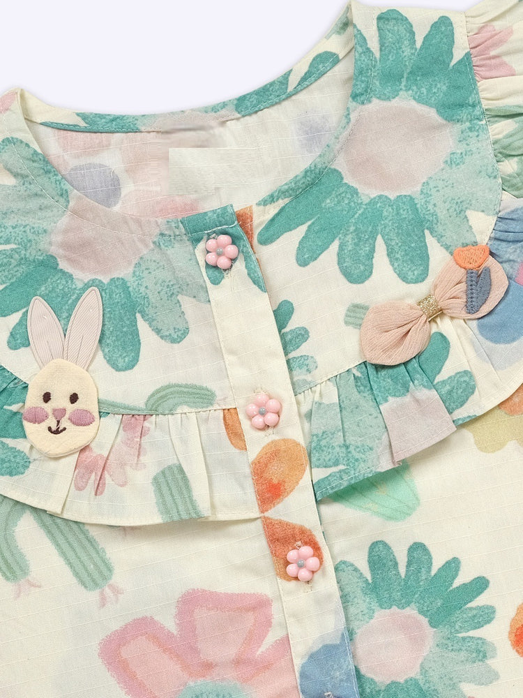 KETI MINI Floral Printed Sleeveless Top & Shorts Clothing Set