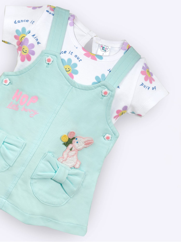 BABY'S DAY Printed Cotton Dungaree With T-Shirt