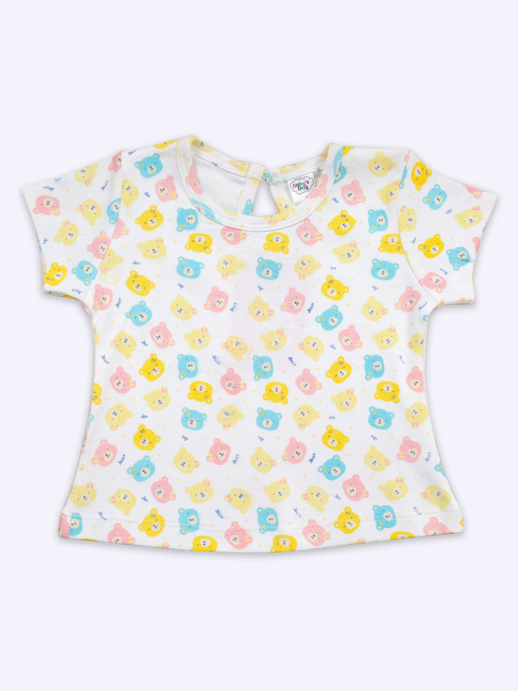 Infant Girls Cotton Dungaree With Half Sleeve Top