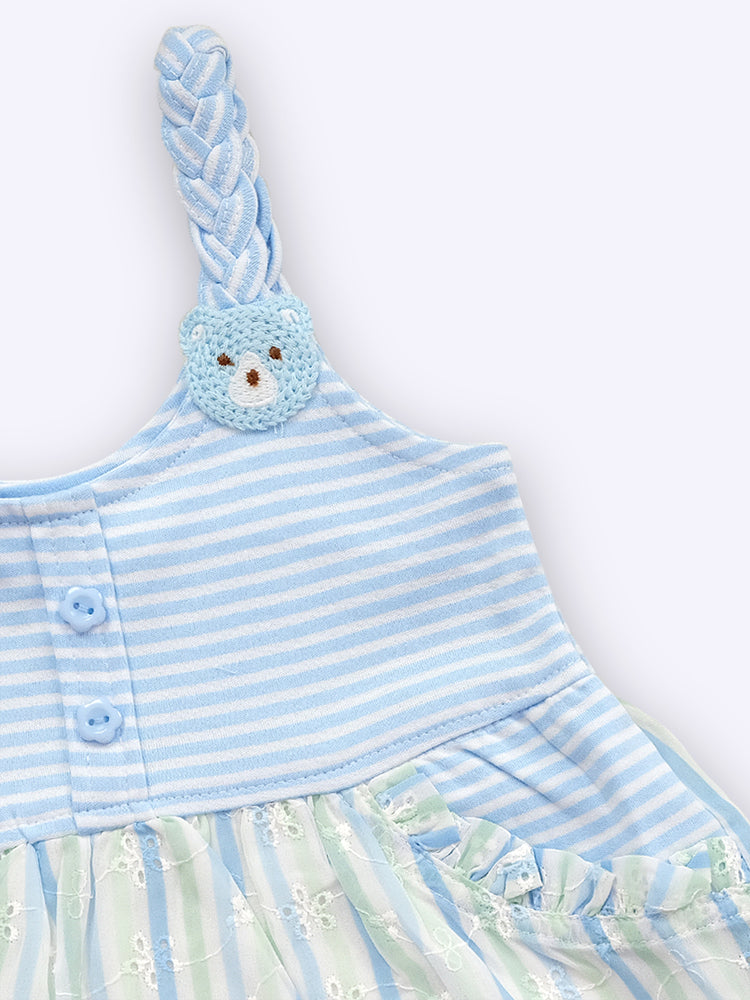 KIKO Pure Cotton Round Neck Fit & Flare Dress