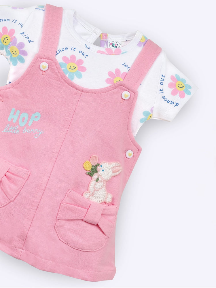 BABY'S DAY Printed Cotton Dungaree With T-Shirt