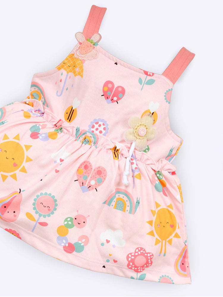 Infant Girls Print Pure Cotton Fit & Flare Dress