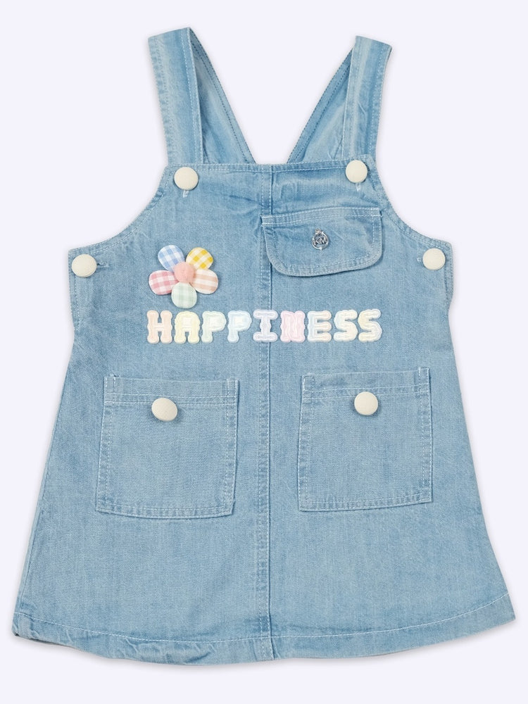 KETI MINI Girls Striped Top and Denim Dungaree