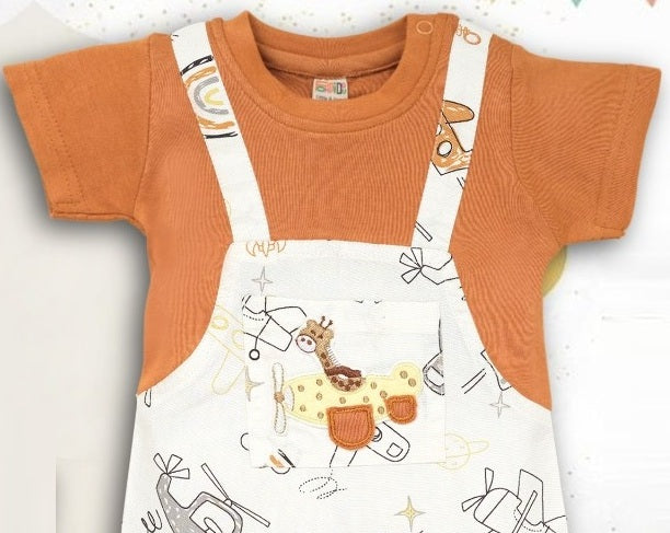 Pompidou Printed Romper Jacket Set For Baby Boys