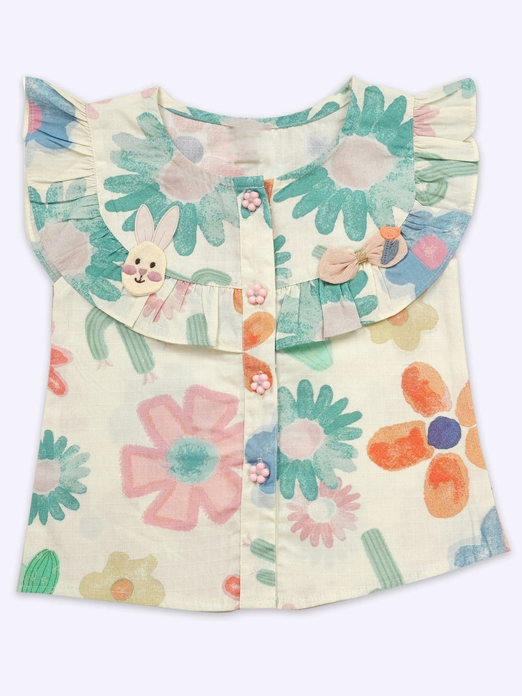 KETI MINI Floral Printed Sleeveless Top & Shorts Clothing Set