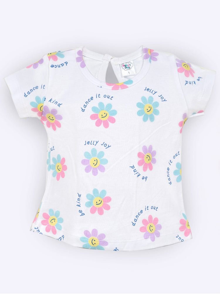 BABY'S DAY Printed Cotton Dungaree With T-Shirt