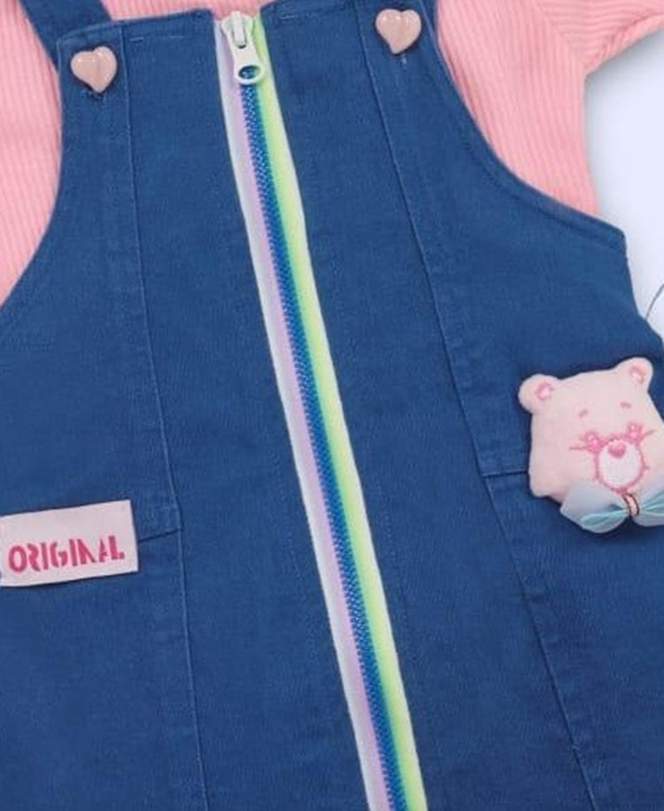 Keti Mini Denim A-line Dungaree with Basic Top